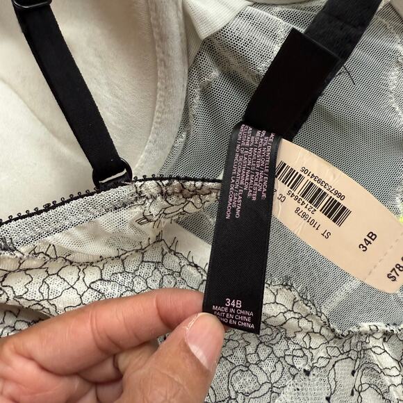 nwt Victoria’s Secret Lace Corset Top Ivory Black Lace Neon Bows (34B) Small - Picture 7 of 10